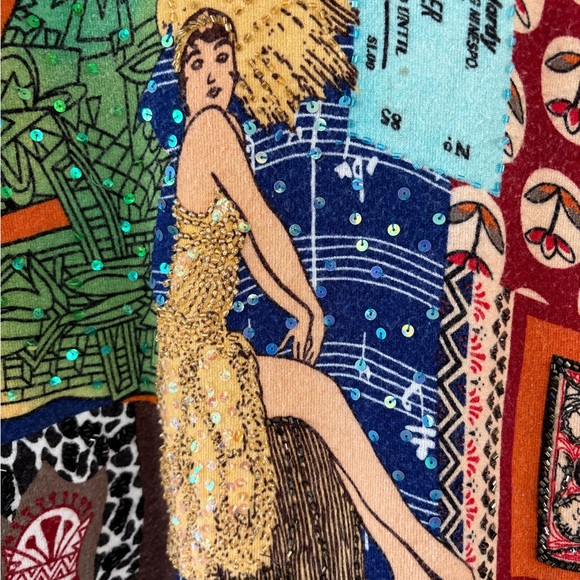 Vintage Alberto Makali Multicolor Graphic Women's Sweater With Sequins Artsy - Picture 2 of 9